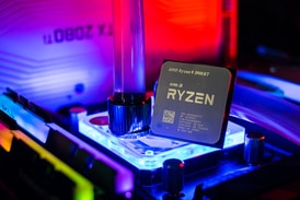 Picture of computer upgrade water cooled CPU with AMD Ryzen processor