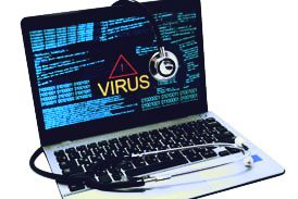 Picture of a laptop infected with a virus